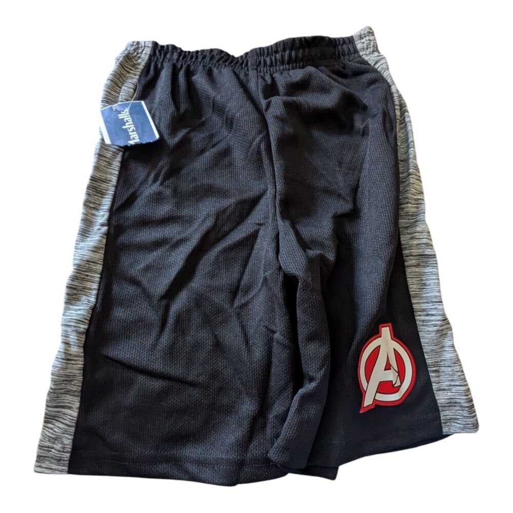 Marvel Avengers Boys Athletic Shorts Size 7 Black Gray Mesh New With Tag